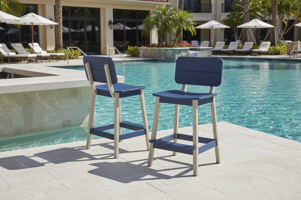 Amish made outdoor poly saddle stool, premium quality furniture built for durability, comfort, and long-lasting outdoor use