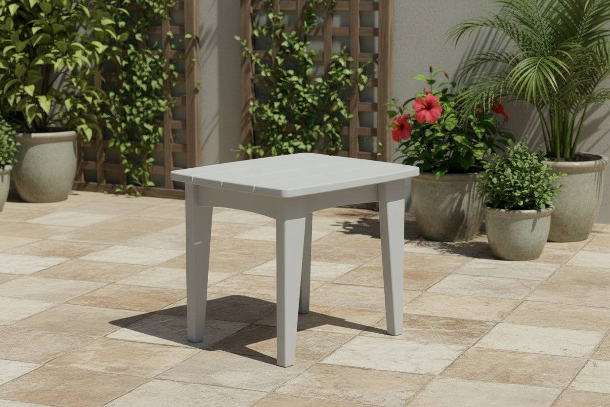 Amish made outdoor poly Regency end table, premium quality furniture designed for durability, weather resistance, and stylish outdoor living