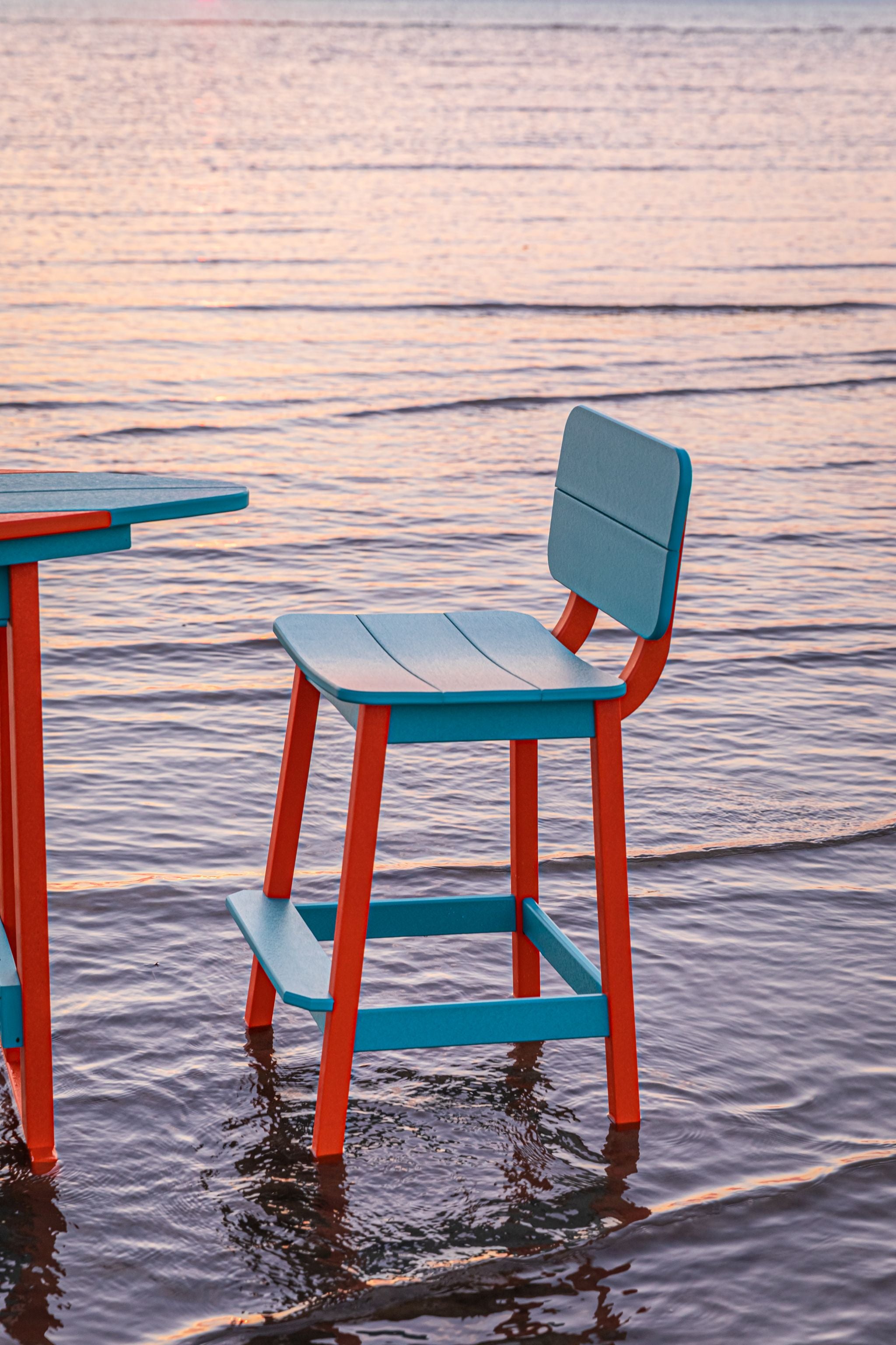 Amish made saddle stool crafted from durable poly material, high-quality outdoor furniture offering comfort, style, and long-lasting performance