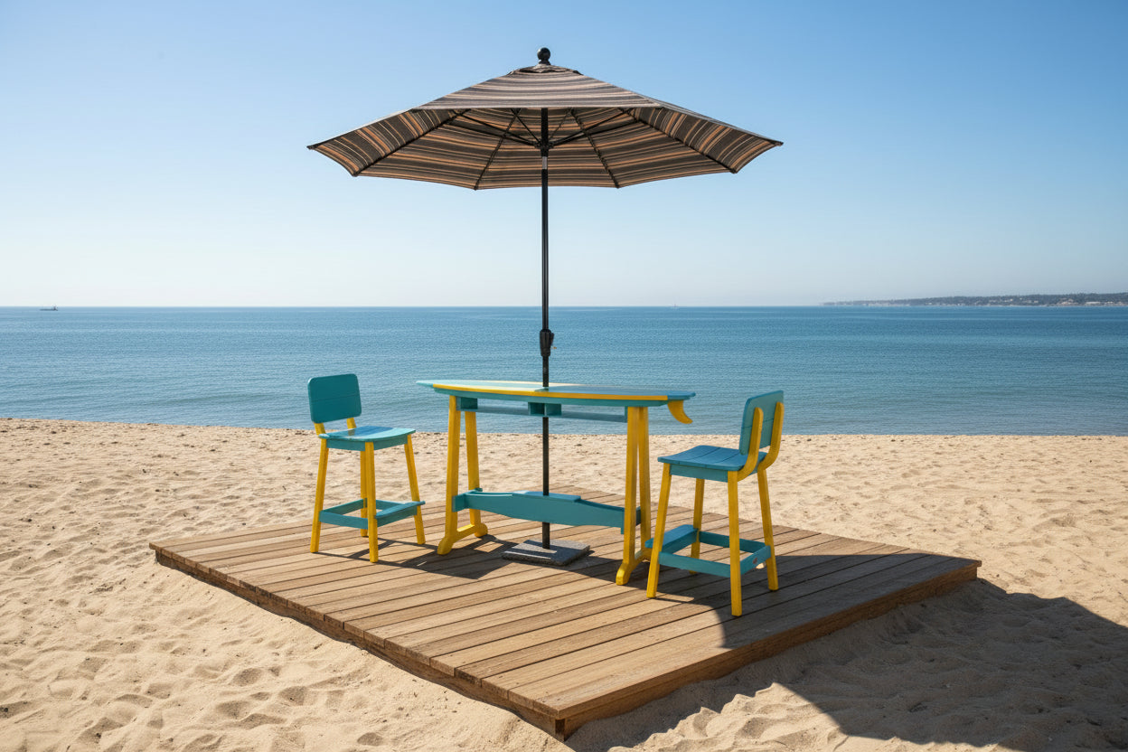 Amish made outdoor poly saddle stool, premium quality furniture built for durability, comfort, and long-lasting outdoor use