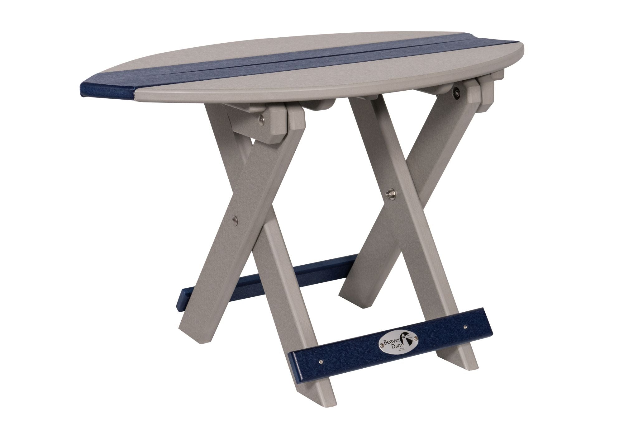 Amish made outdoor poly folding surf inspired end table, high-quality furniture designed for durability, weather resistance, and stylish outdoor living